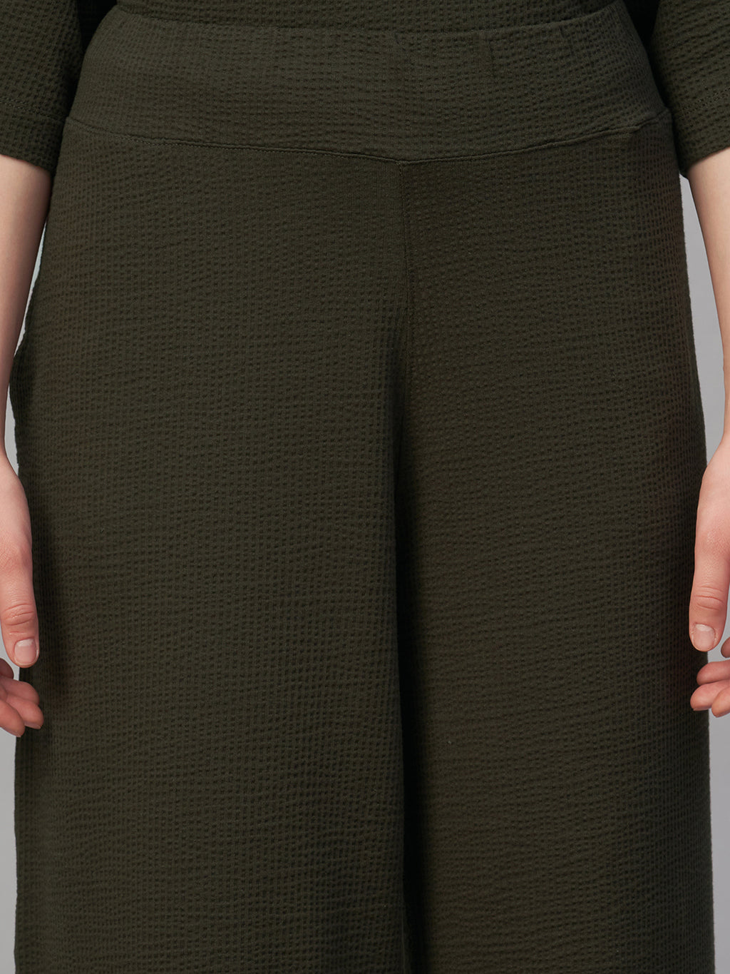 Women's Brown Cotton Elastane Loose Fit Knit Pant