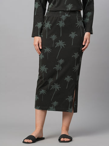 Women’s Cotton Slim Fit Skirt Dark Grey