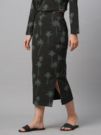 Women's Dark Grey Cotton Slim Fit Skirt