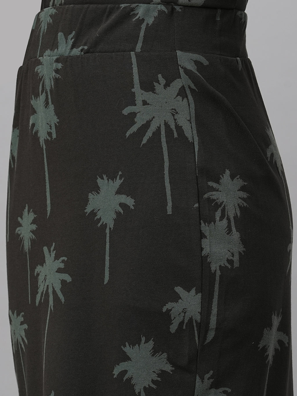 Women's Dark Grey Cotton Slim Fit Skirt