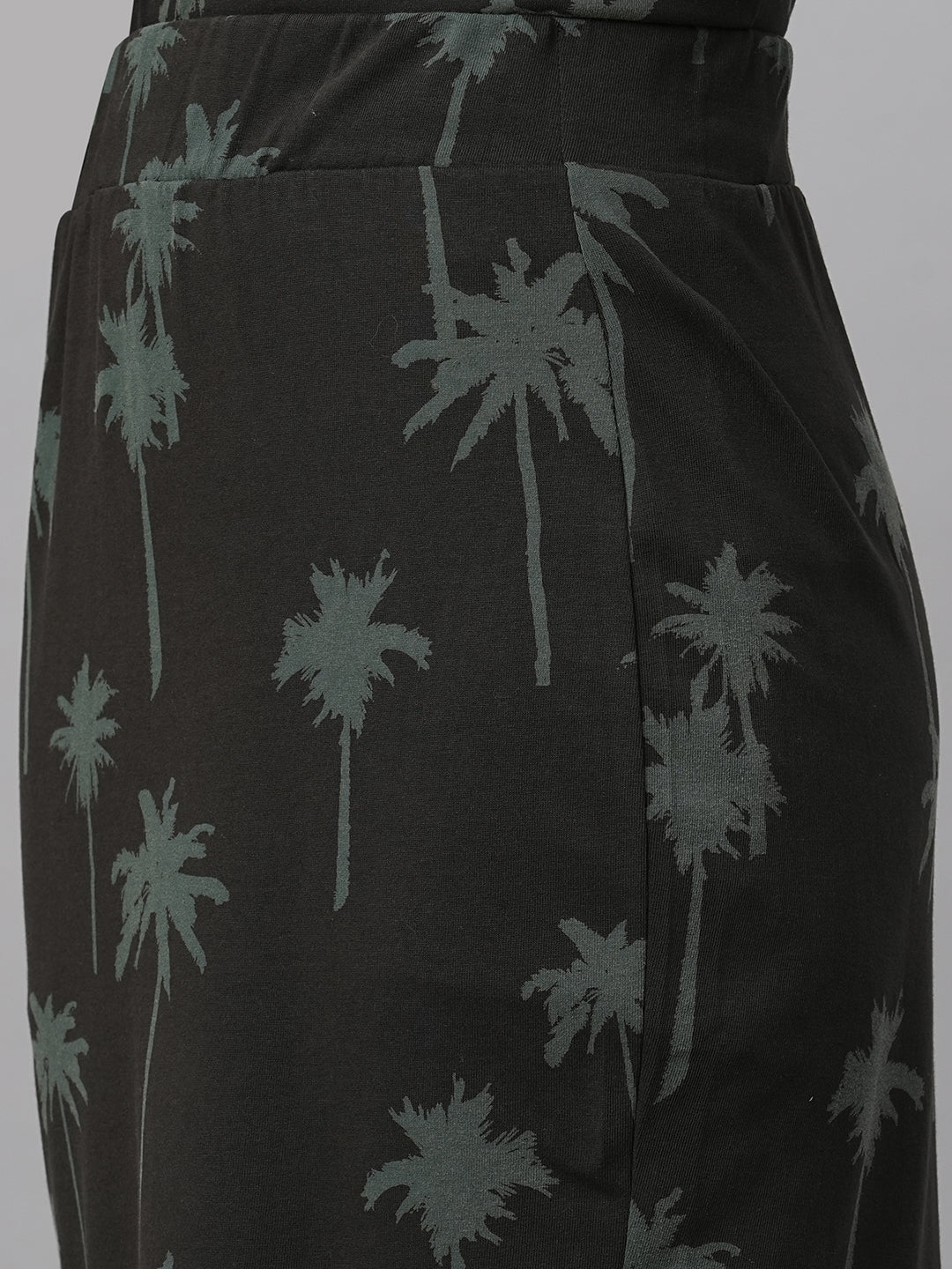 Women's Dark Grey Cotton Slim Fit Skirt