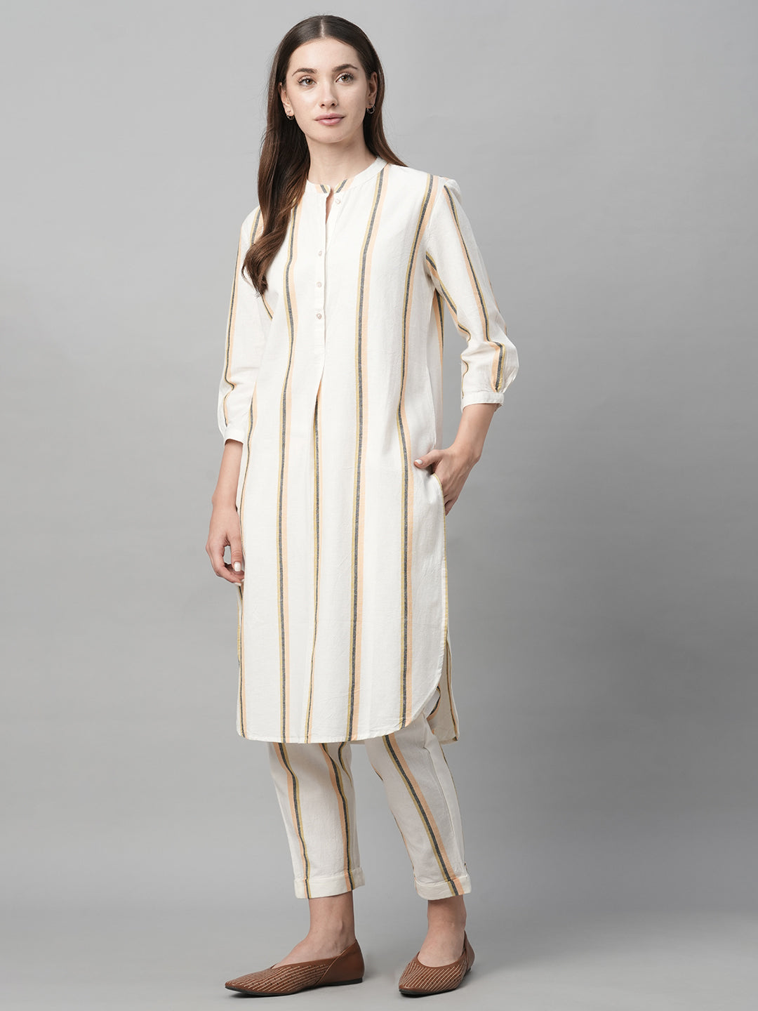 Women's Natural Cotton Linen Regular Fit Kurta