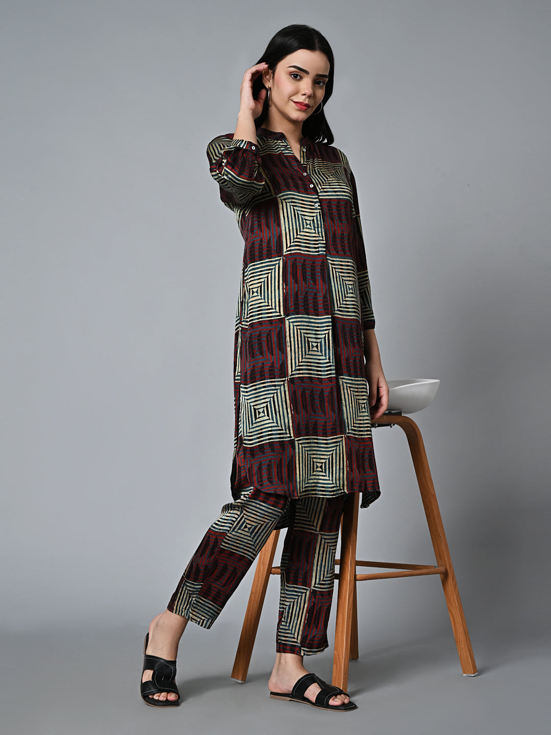 Women's Multi Ajrak Kurta