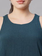 Women's Blue Cotton Regular Fit Kurta