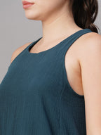 Women's Blue Cotton Regular Fit Kurta