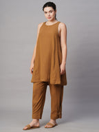 Women's Mustard Cotton Regular Fit Kurta