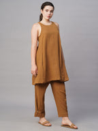 Women's Mustard Cotton Regular Fit Kurta