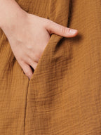 Women's Mustard Cotton Regular Fit Kurta
