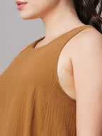 Women's Mustard Cotton Regular Fit Kurta
