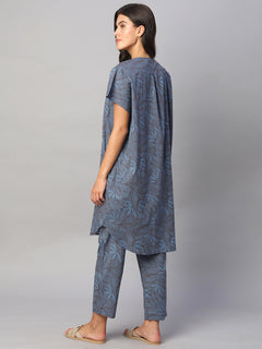 Women's 100% Cotton Boxy Fit Kurta Blue