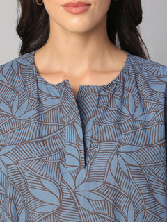 Women's 100% Cotton Boxy Fit Kurta Blue