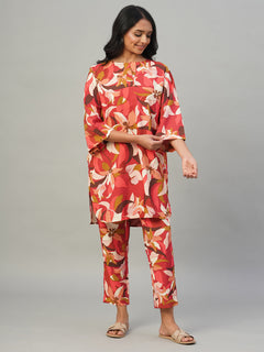 Women's 100% Viscose Regular Fit Kurta Red