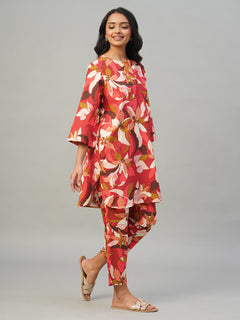 Women's 100% Viscose Regular Fit Kurta Red