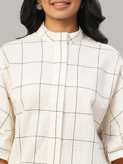 Women's 100% Cotton Boxy Fit Kurta Natural/Black