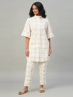 Women's 100% Cotton Boxy Fit Kurta Natural/Black