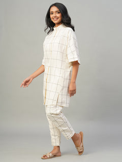 Women's 100% Cotton Boxy Fit Kurta Natural/Black