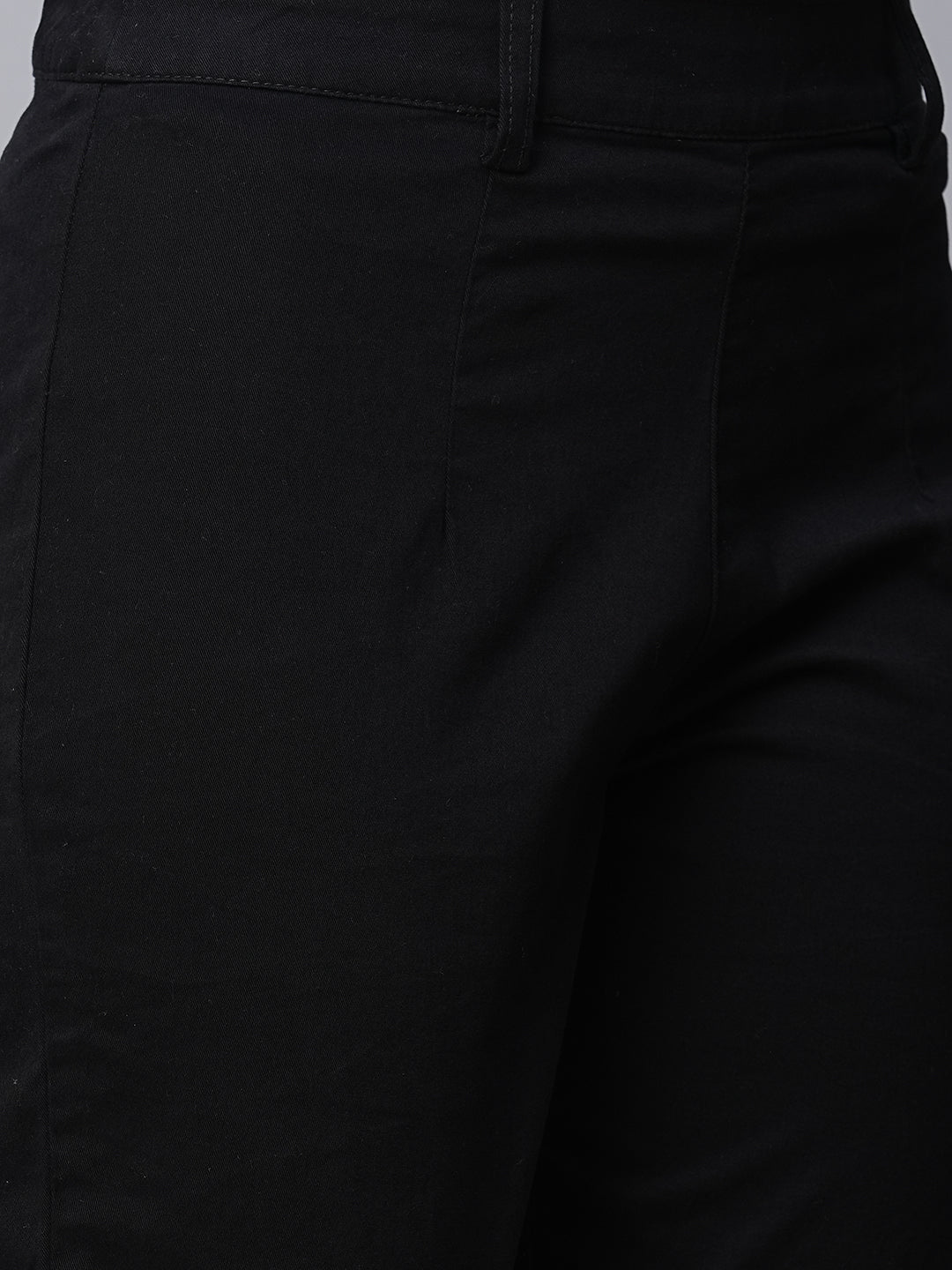 Buy ALLEN SOLLY Black Women's Solid Formal Trousers | Shoppers Stop