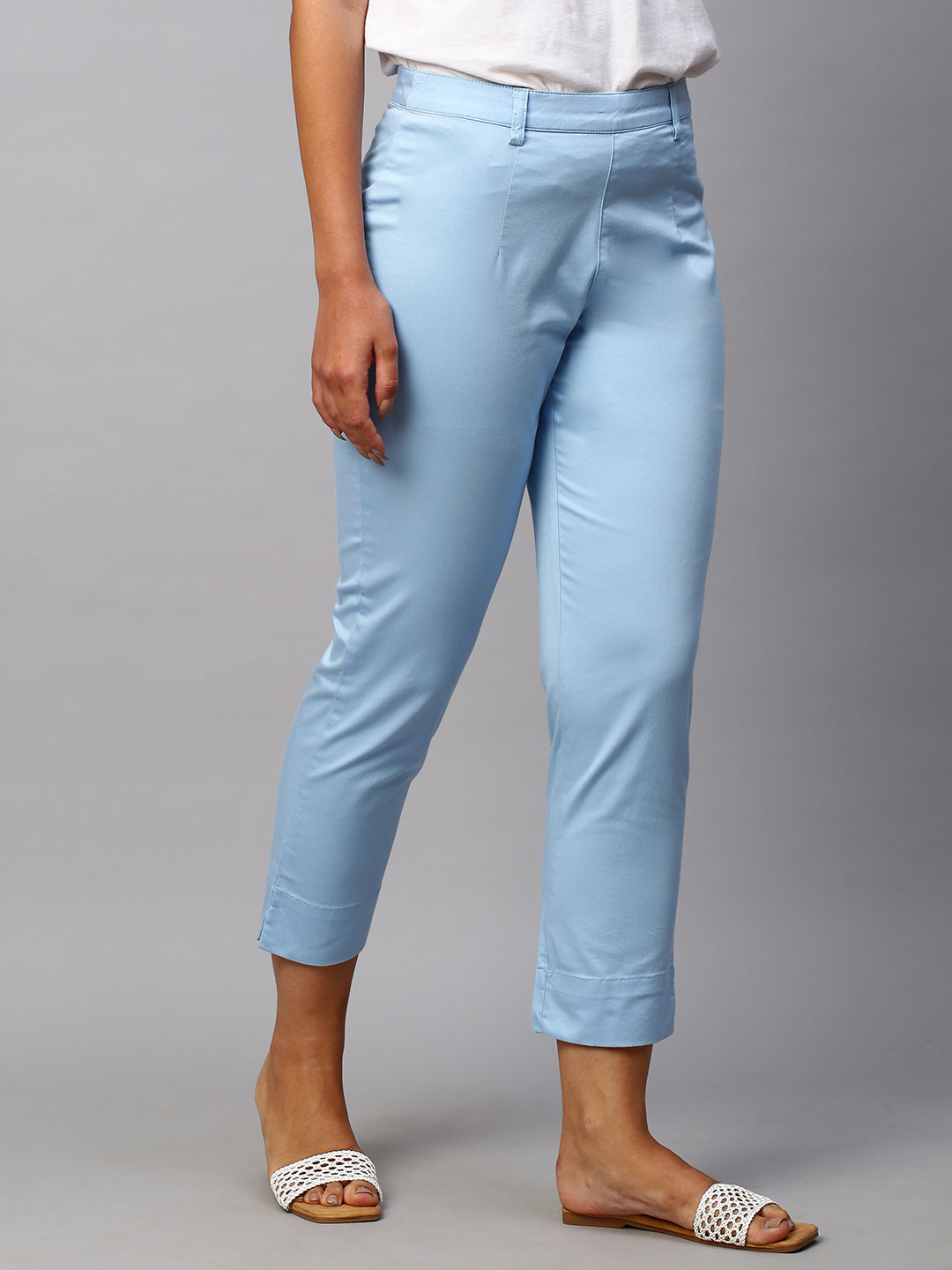 Buy Women Blue Solid Formal Regular Fit Trousers Online  751408  Van  Heusen