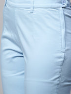 Women's Blue Cotton Lycra Regular Fit Pant