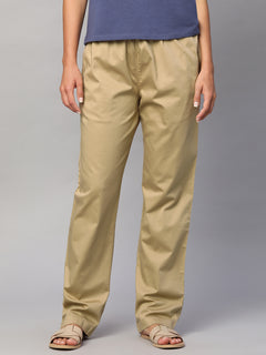 Women's Cotton Lycra Regular Fit Straight Leg Pant Khaki
