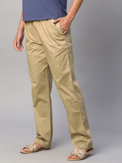 Women's Cotton Lycra Regular Fit Straight Leg Pant Khaki