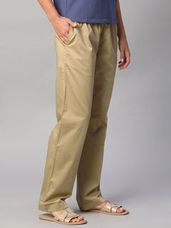 Women's Cotton Lycra Regular Fit Straight Leg Pant Khaki