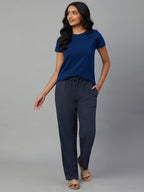 Women's Grey Linen Viscose Regular Fit Pant