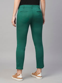 Women’s Cotton Lycra Regular Fit Pant Green