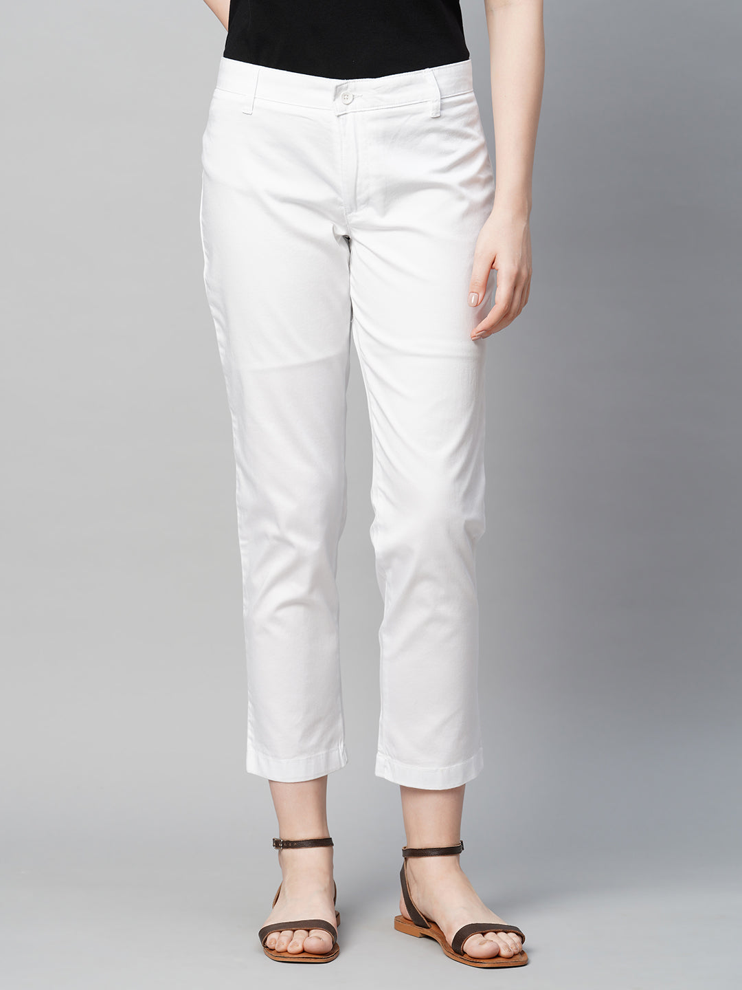 Buy Women's Cotton Elastane Semi-Formal Wear Regular Fit Pants