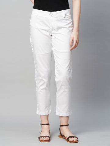 Women’s Cotton Elastane Regular Fit Pant White
