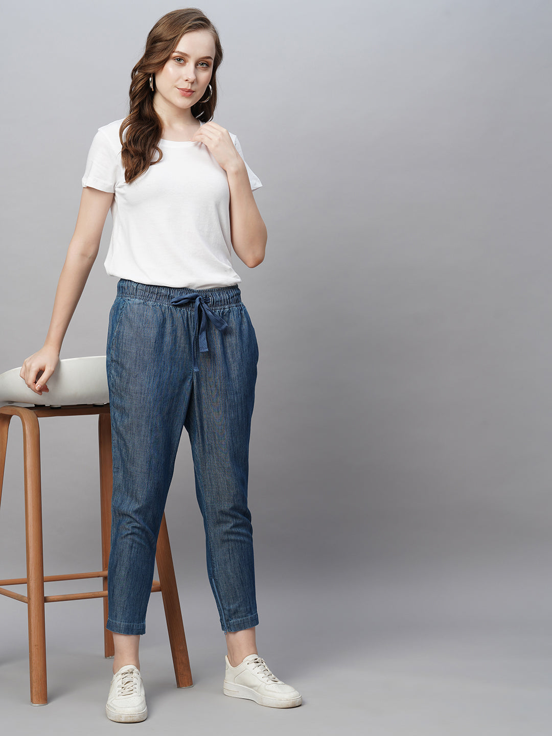 Women's Denin Sky Cotton Tencel  Regular Fit Pant