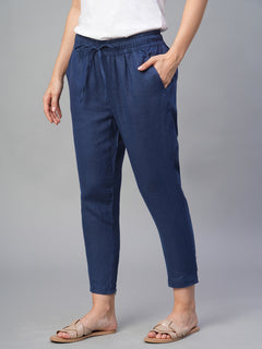 Women’s Linen Slim Fit Pant Navy