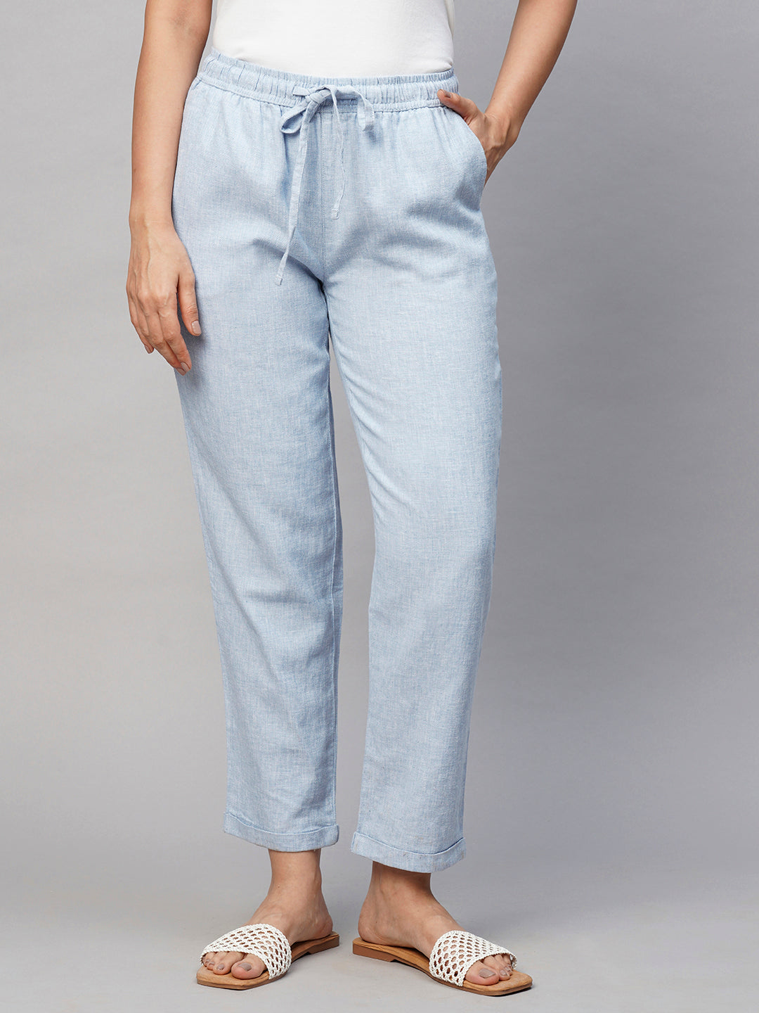 Women's Linen Cotton Sky Regular Fit Pant