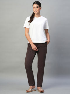 Women’s Cotton Lycra Regular Fit Drawstring Pant Brown