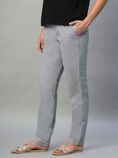 Women's Cotton Lycra Regular Fit Pant Light Grey