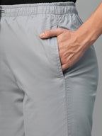Women's Light Grey Cotton Lycra Regular Fit Pant