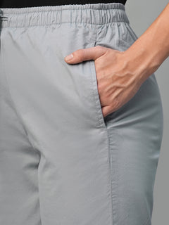 Women's Cotton Lycra Regular Fit Pant Light Grey