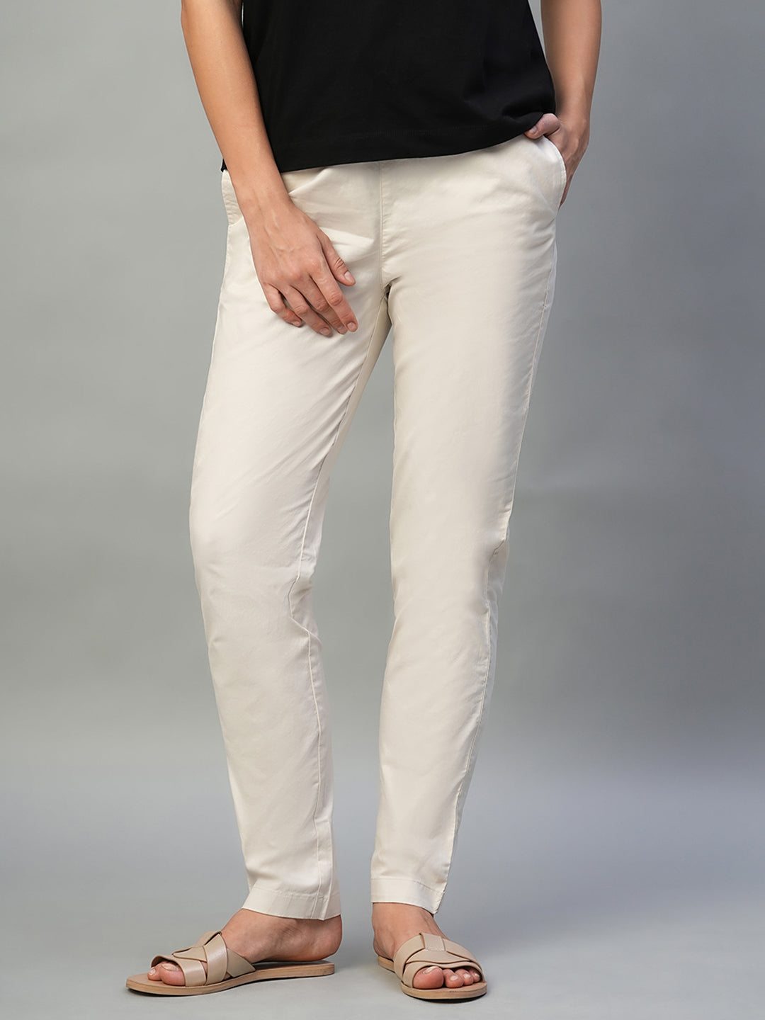 Women's Natural Cotton Lycra Regular Fit Pant