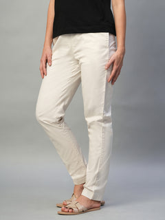Women’s Cotton Lycra Regular Fit Straight Leg Pant Natural