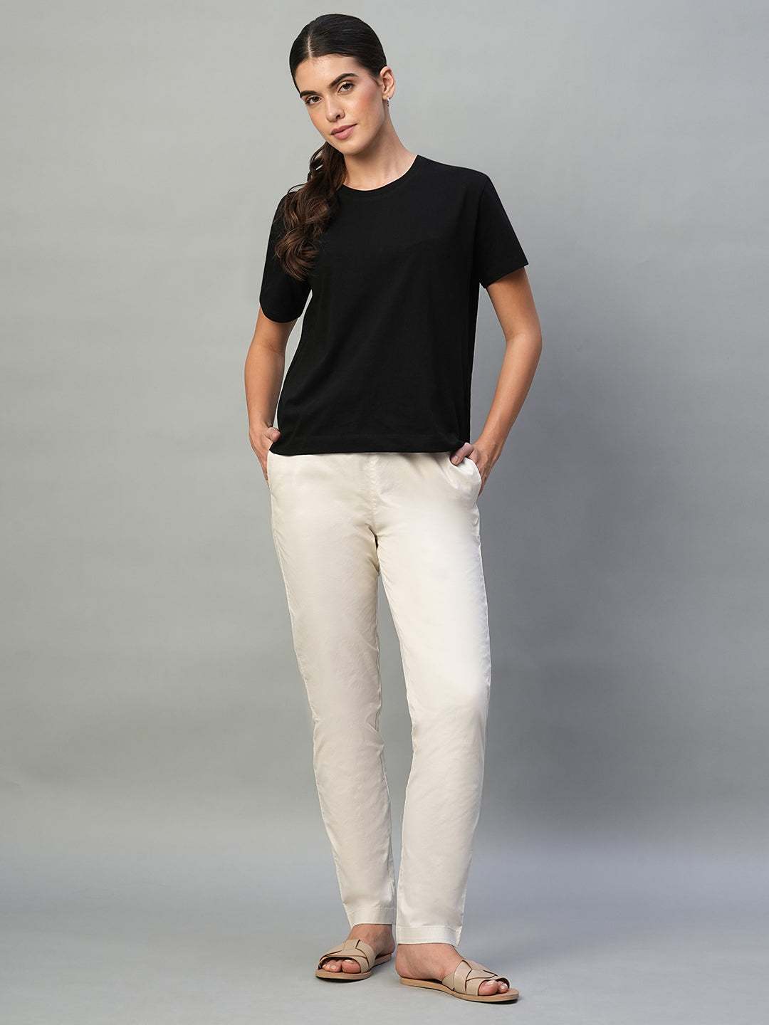 Women's Natural Cotton Lycra Regular Fit Pant