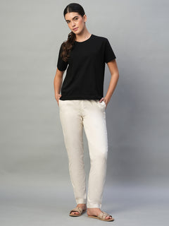 Women’s Cotton Lycra Regular Fit Straight Leg Pant Natural