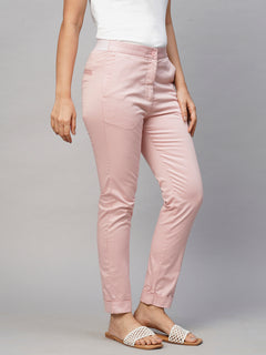 Women’s Cotton Lycra Slim Fit Pant Pink