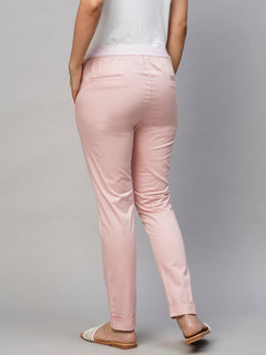 Women’s Cotton Lycra Slim Fit Pant Pink