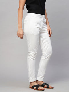 Women’s Cotton Lycra Slim Fit Pant White