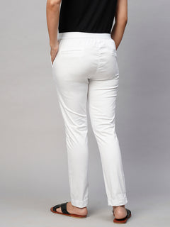 Women’s Cotton Lycra Slim Fit Pant White