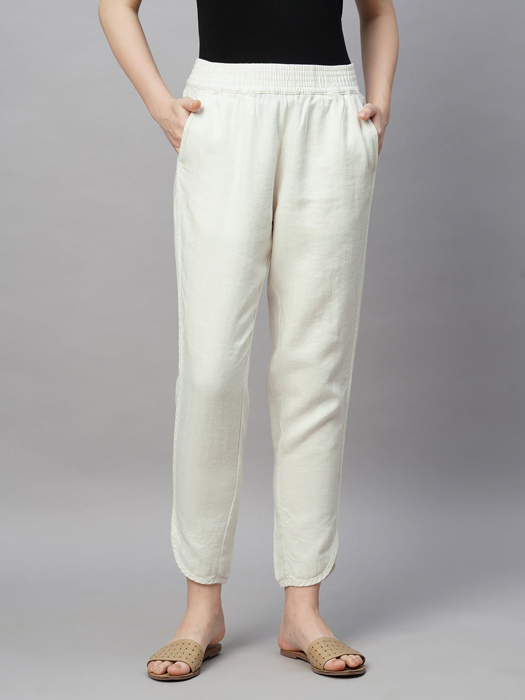 Women's Linen Natural Regular Fit Pant