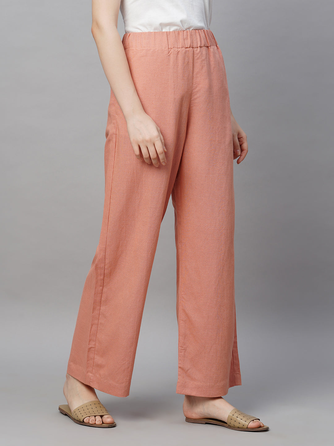 Peach Rayon Regular Wear Women Pant-44582