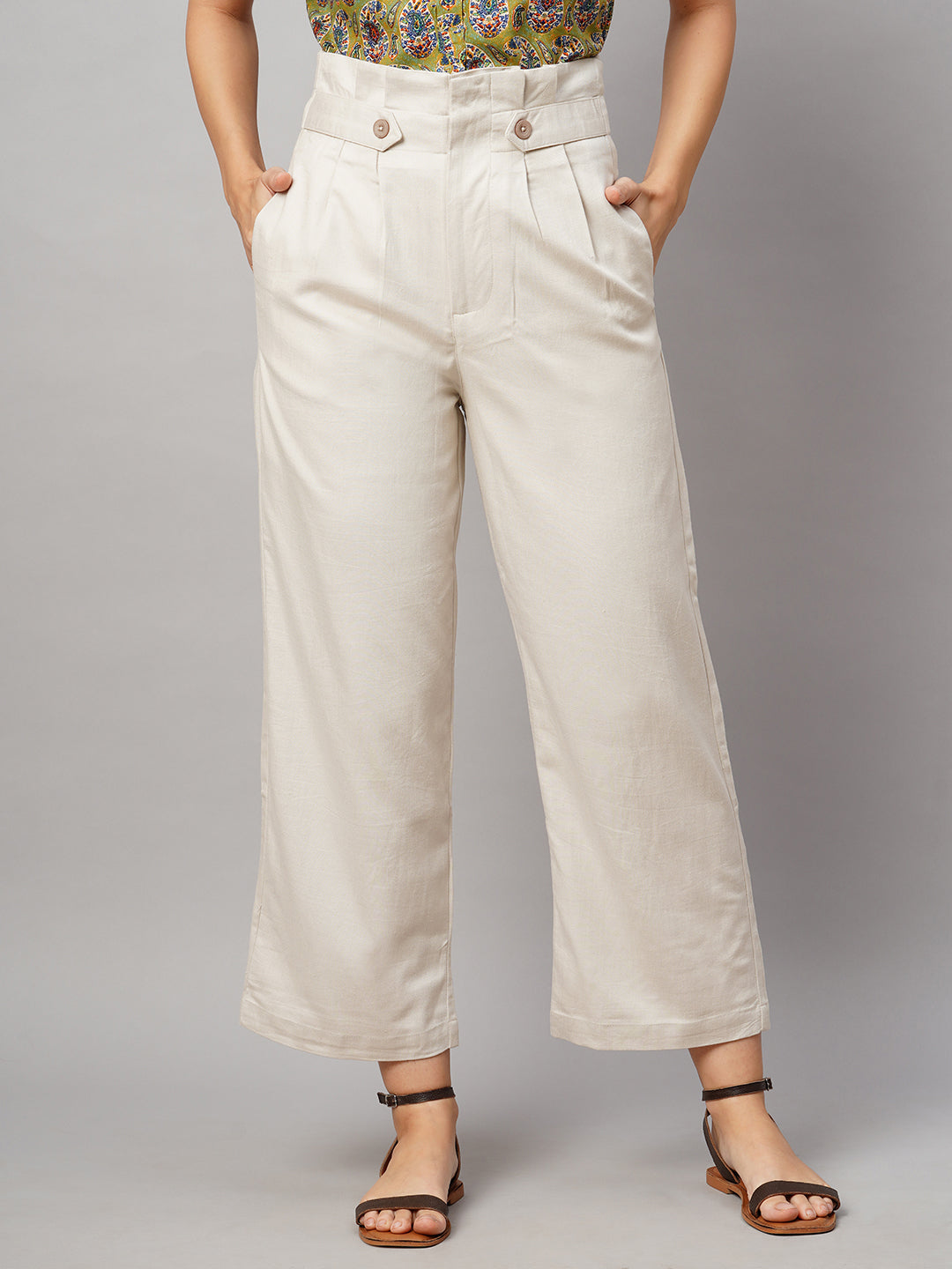 Natural cotton straight pant  Tulsi Online
