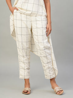 Women's 100% Cotton Regular Fit Pant Natural/Black