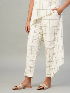 Women's 100% Cotton Regular Fit Pant Natural/Black